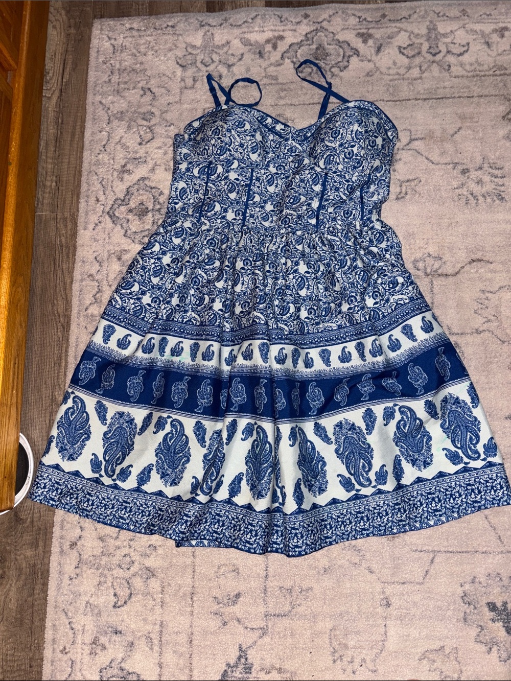 Band of Gypsies Blue and White Paisley Mini Dress